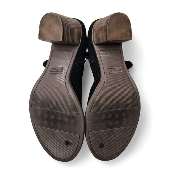 Toms Majorca Black Suede Open Toe Bootie Heels 10 - Picture 8 of 11